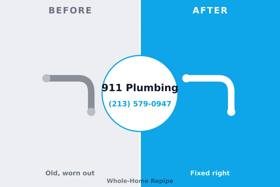 Before and after: plumbing repair Steiner Ranch, TX
